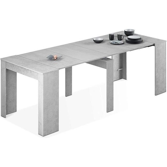 Table à manger extensible rectangulaire TORNADO 137/185x90 cm coloris béton