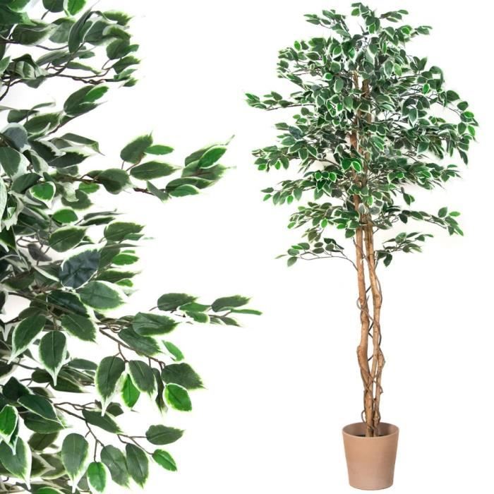 Plante Arbre Artificielle Artificiel Plastique 160cm avec Bois V/éritable Domaine Interne Decovego