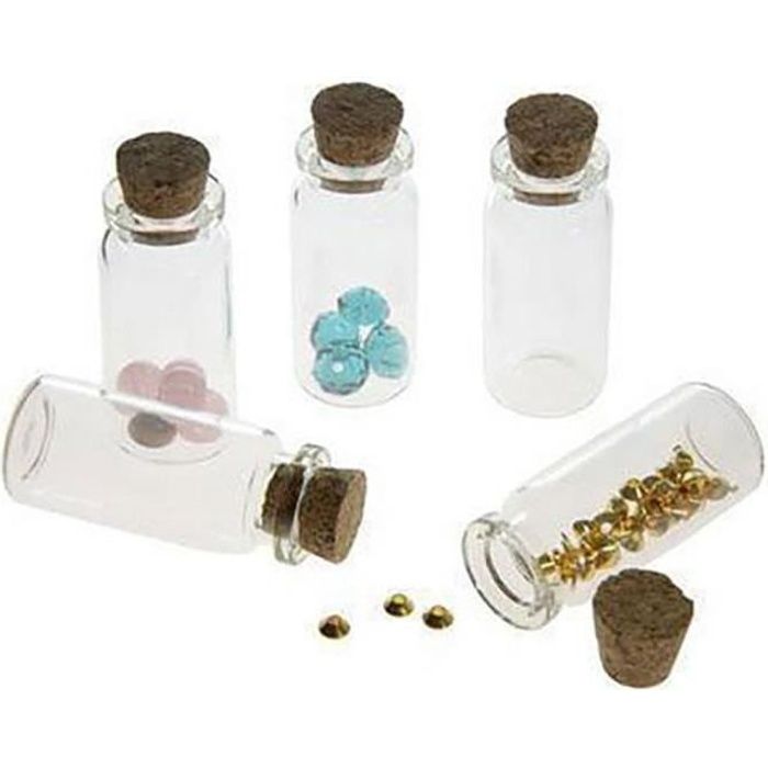 5 mini pendentif fiole bouteille flacon en verre création bijoux fimo - 18 x 10 - Transparent: Cuisine & Maison