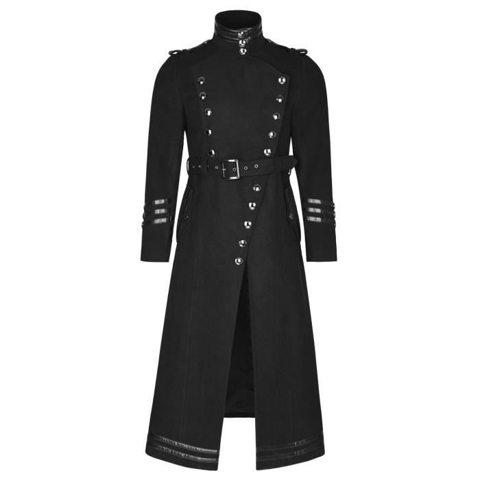 Long manteau noir homme à bandes avec boutons, gothique militaire, punk  rave - taille homme L Noir - Cdiscount Prêt-à-Porter
