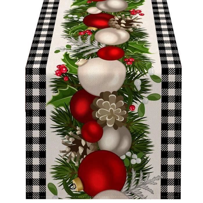 Chemin de Table de NoëL Vichy Noir et Blanc à Carreaux DéCoration de