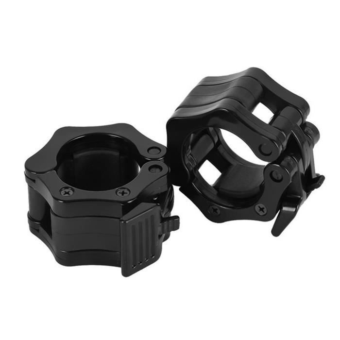 2 Pinces à Ressort Pour Barre D'Haltères 30mm - Collier De Serrage Fitness, Argent/Noir - Pour Haltérophilie, Musculation à La Maison
