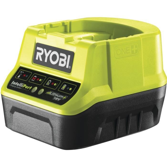 Chargeur rapide lithium 18V 2,0 A - RYOBI - RC18-120G - Li-ion - Indicateurs LED - Vert / Anthracite