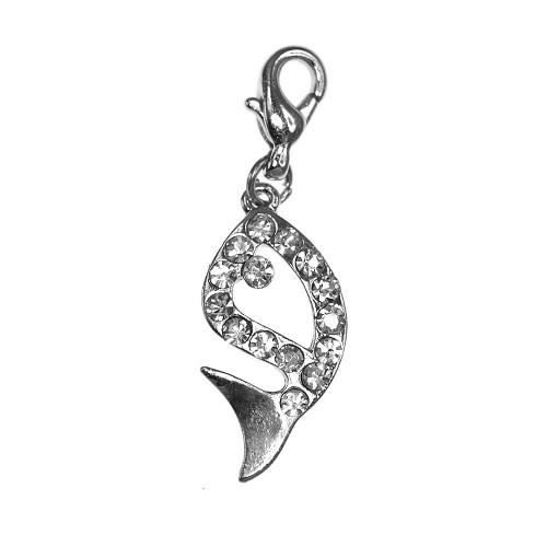 Bijou charm - So Charm - Poisson - Argent vieilli - Cristaux de Bohème - Fermoir mousqueton Bijou charm - So Charm - Poisson - Argent vieilli - Cristaux de Bohème - Fermoir mousqueton
