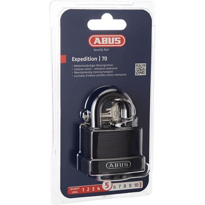 82/70 ABUS | Cadenas, verrouillage à À clé en Laiton, Acier ABUS Résistance aux intempéries 70 mm, anse 12 mm | 340-1226 | RS
