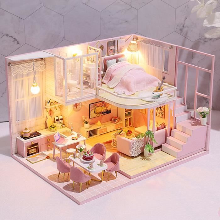 Mingtongli Main 3D Bricolage en Bois Boîte Maison de poupée Théâtre Maison de poupée Maison de poupée Assemblez Kits Jouets Cadeaux