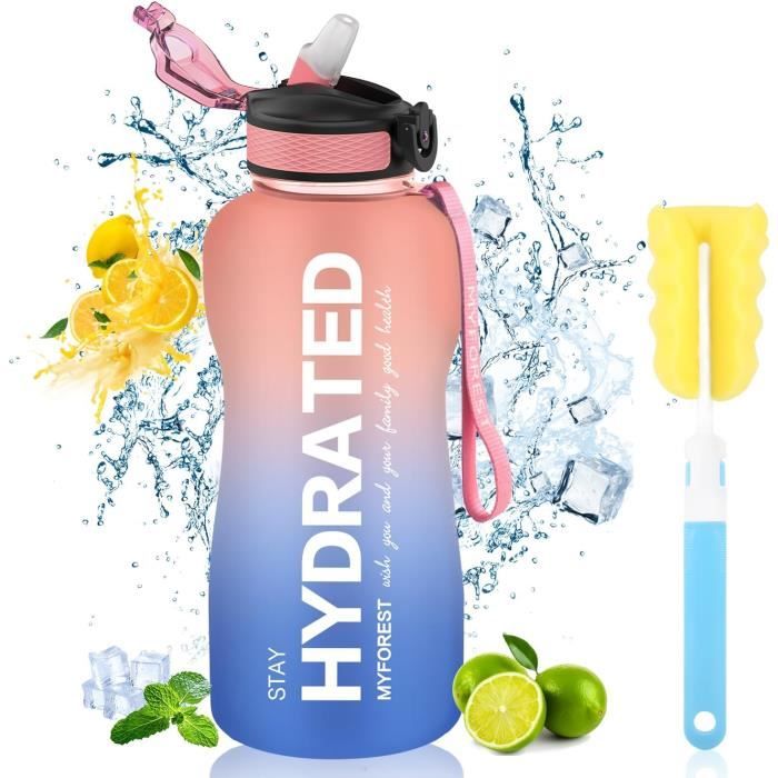 Gourde,Bouteilles D'eau En Plastique De Grande Capacité Avec Pailles