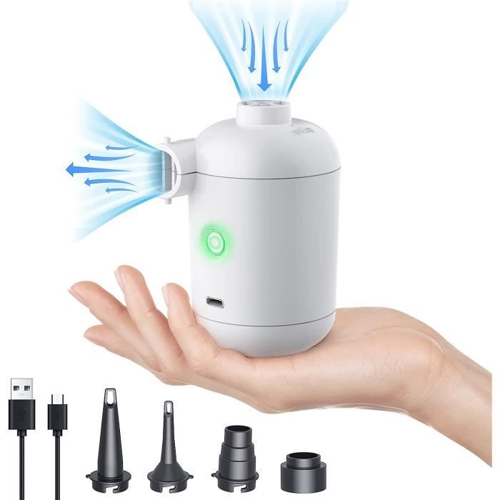 Pompe à Air Électrique Rechargeable 5200mAh - 3 Buses - Pour Matelas Gonflable, Piscine, Bateau - Portable Et Sans Fil