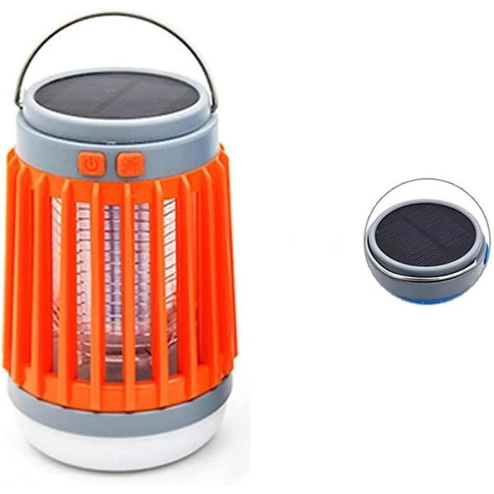 Anti Moustique Extérieur 2 En 1 Solaire Et USB - Lampe LED Rechargeable 1200mAh, Piège Électrique Pour Jardin Et Intérieur, Noir