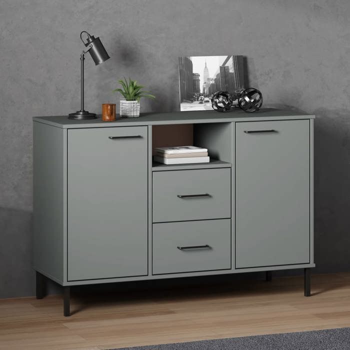 vidaXL Buffet avec Pieds en Métal Armoire Latérale avec Compartiments et Tiroirs Meuble de Rangement Salon Industriel 351019