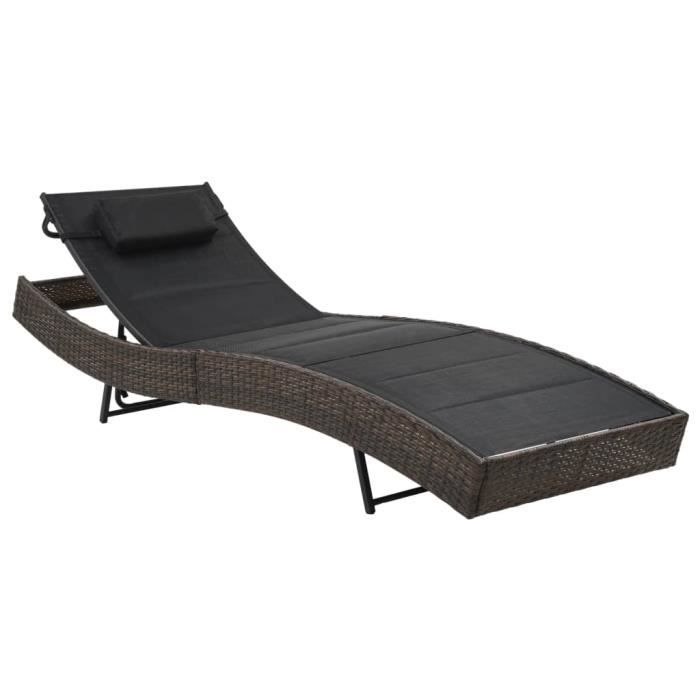 YAJChaise longue Résine tressée et textilène MarronYAJ44895 Cdiscount Jardin