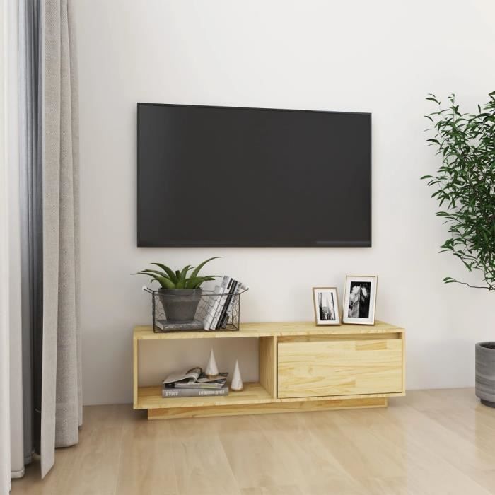 Meuble TV en bois massif porte ajourée - Made in Meubles