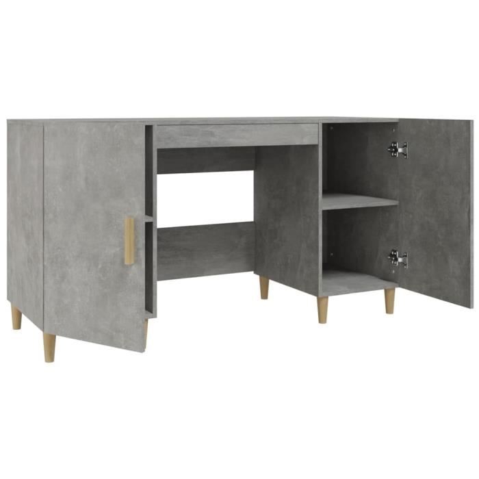 tip - meubles de bureau - bureau gris béton 140x50x75 cm bois d'ingénierie - yos7734920293275 - yosoo