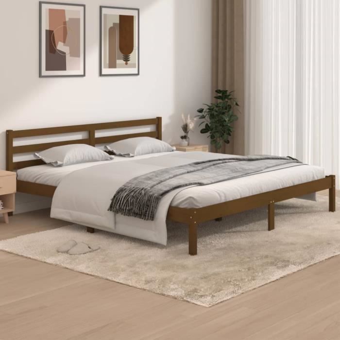 Lit En Pin Massif Style Japandi 90x190 Cm - Bas, Mat, Avec Lattes Fixes, Facile à Monter