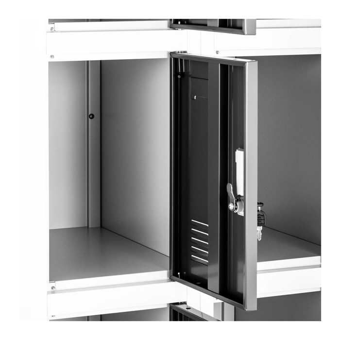 MEUBLES COSY Armoire/Casier vestiaire métallique gris de bureau avec  étagères et fermeture à clé - Gris foncé - Cdiscount Maison