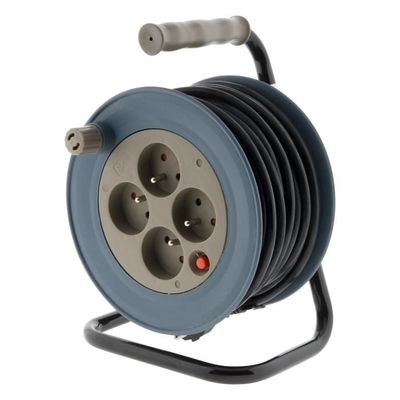 Rallonge Avec Enrouleur 50 M – 3 Prises – Puissance Max 3000W – Câble 1,5 Mm² – Pour Chantier, Jardin, Atelier