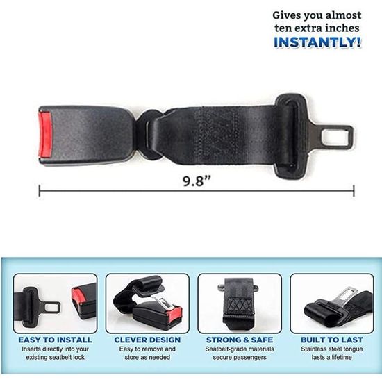 Ceinture Sécurité Voiture,Lot de 2 Rallonge Ceinture De Sécurité Voiture,avec Boucles de