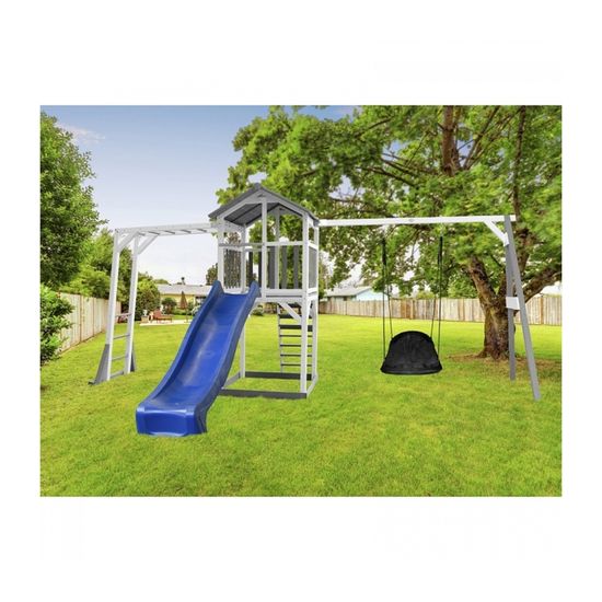Tour De Jeux Beach Tower Avec Toboggan Et Bac à Sable - Bois FSC, 350x111x242 Cm, Pour Enfants Dès 3 Ans