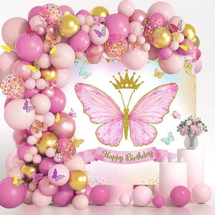 Kit Déco Anniversaire Princesse – 26 Pièces : Bannière, Ballons Alu Chiffre 5 Et Latex – Thème Féerique – Auto-scellant