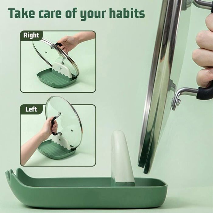 HMIEPRS Support Couvercle De Casseroles Multifonction Gris - Repose Cuillère Cuisine Avec Égouttoir Pour Ustensiles, Spatules, Planches à Découper
