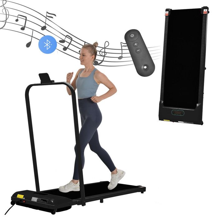 Tapis De Marche Pliable Merax – 1-6 Km/h, Moteur 1HP, écran LED, Télécommande, Accoudoirs, Bluetooth
