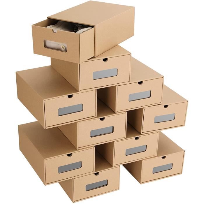 Boîte de rangement chaussures en carton avec tiroirs