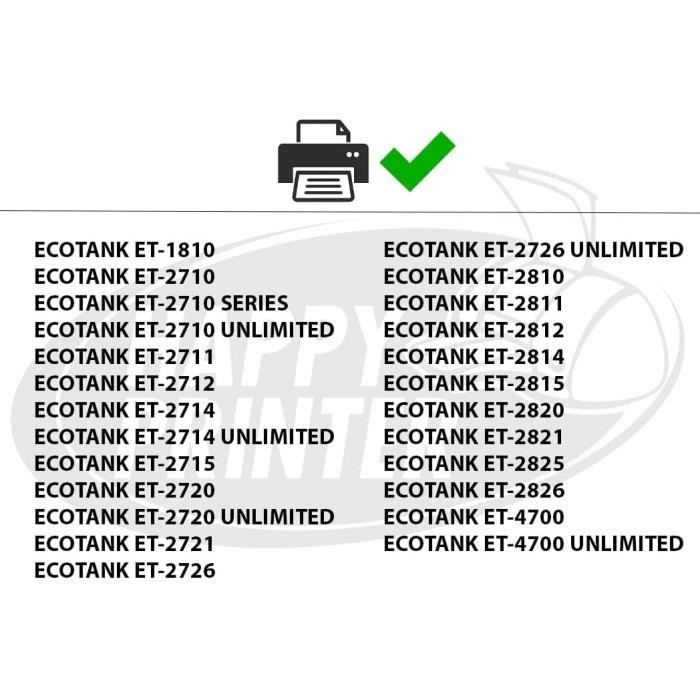 4 Encre Compatible Avec Epson 104 Pour Ecotank Et 1810 2710 2711
