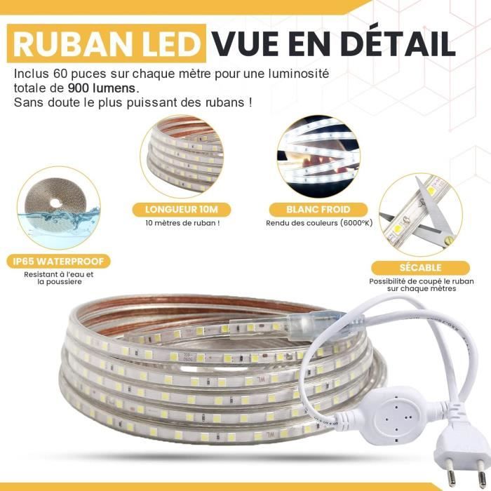 Ruban LED COB 220V Recoupable IP65 432LED/m - Silumen