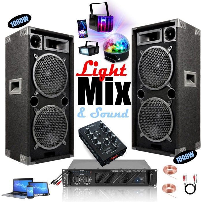 Ibiza Sound - Sonorisation DJ avec 2 Enceintes 1200w Total - Ampli Sono