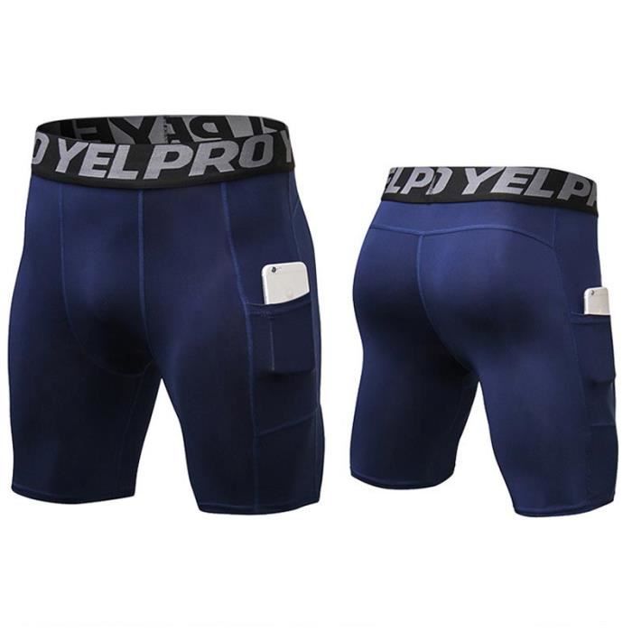 Anawakia Short De Compression Homme Avec Poche Zippée - Sous-vêtement Sport Élasthanne