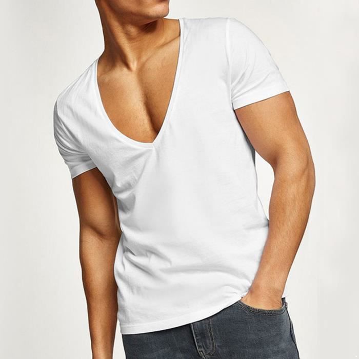 Tee shirt col v profond homme cheap
