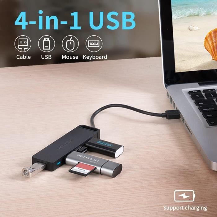 Hub USB 3.0 4 Porte 5Gbps Con Cavo – WYMECT, Multipresa Per PC/Laptop