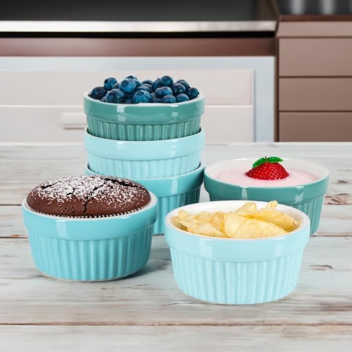 Plats à Crème Brûlée, 6 Pièces, 235 Ml, Plats à Soufflé En Porcelaine, Revêtement