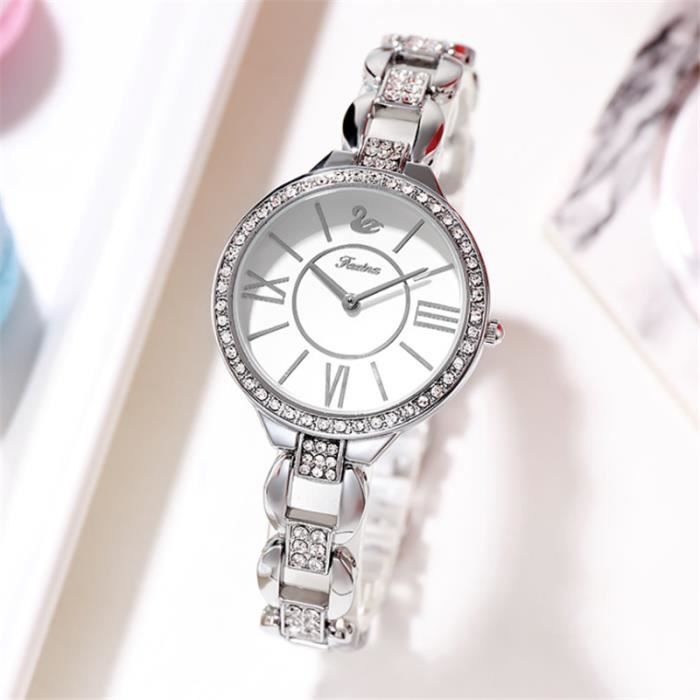 Set De Bijoux Strass Blanc Pour Femme - Montre, Boucles D'oreilles, Bague, Bracelet, Collier, Neuf Avec étiquettes