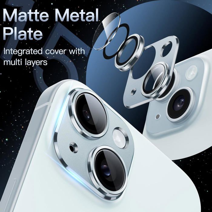 5 Protections Caméra Pour IPhone 15 Pro/Pro Max - Verre Trempé 9H - Transparent Et Anti-Rayures - Facile à Poser