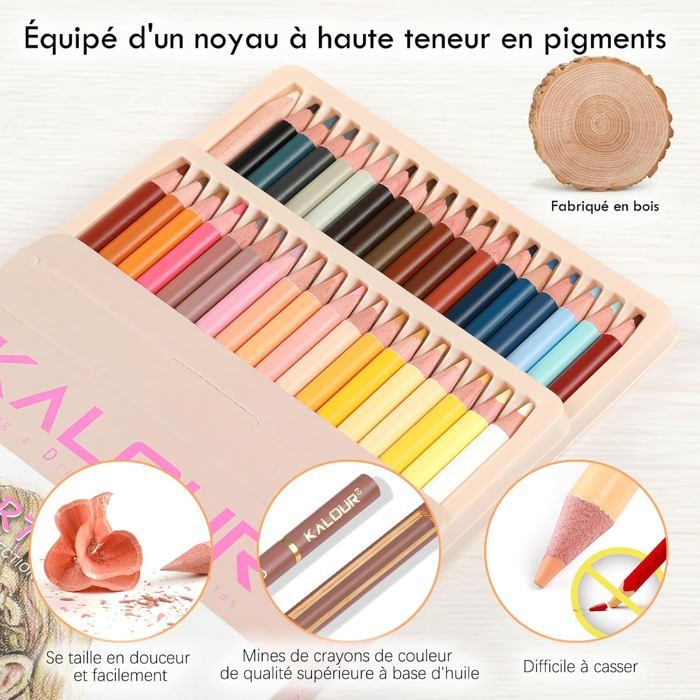 Lot de 36 Crayons de couleur crayon aquarelle avec Boîte - Stylo à