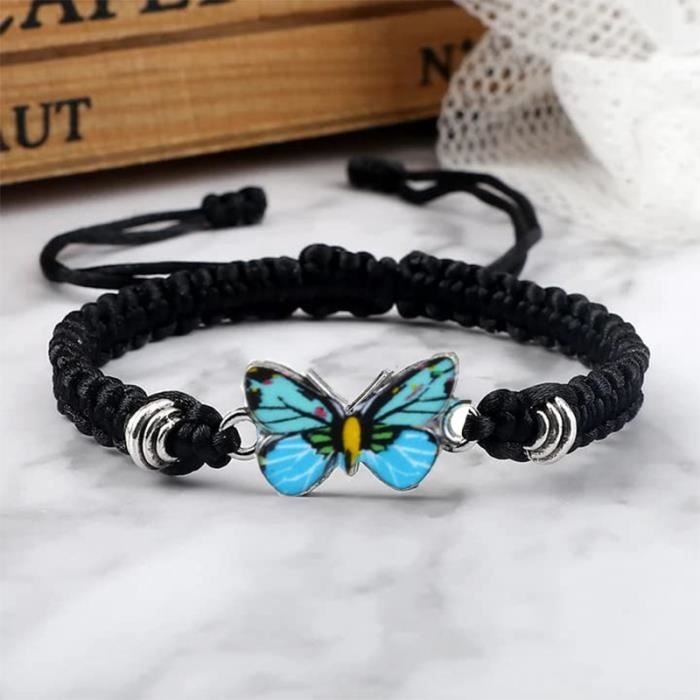 Bracelet Amitié Fille 2 Pièces - Motif Papillon, Avec Carte, Cadeau Pour Copines, Enfants