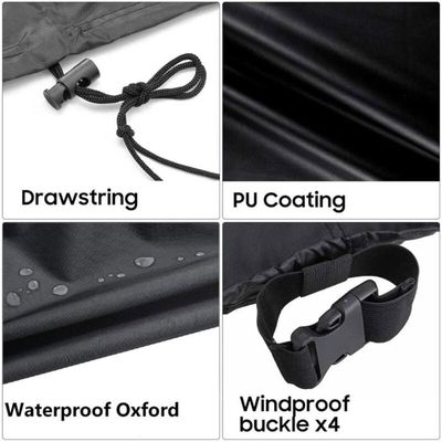 Housse De Protection Table De Jardin 230x110x75cm - Tissu Oxford 420D Noir Imperméable Anti-UV Avec Corde Et Boucles