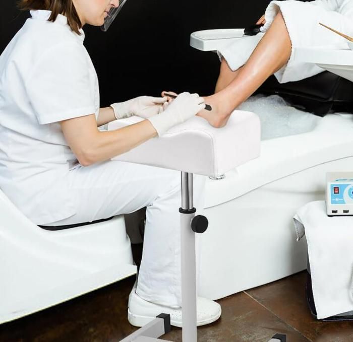 Repose-Pieds Pédicure Beltom® - Hauteur Réglable 46,5-65cm - Blanc - Pour Salon Et Spa