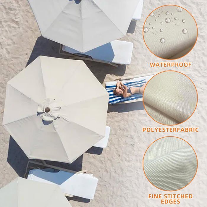 Auvent De Rechange Rond 3m 6 Baleines Pour Parasol Terrasse - Tissu Polyester Imperméable