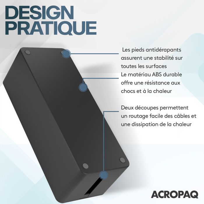ACROPAQ Boîte Cache Câble – Medium (23,5 X 12 X 11,5 Cm), Cache Multiprise, Boîte Pour Rangement