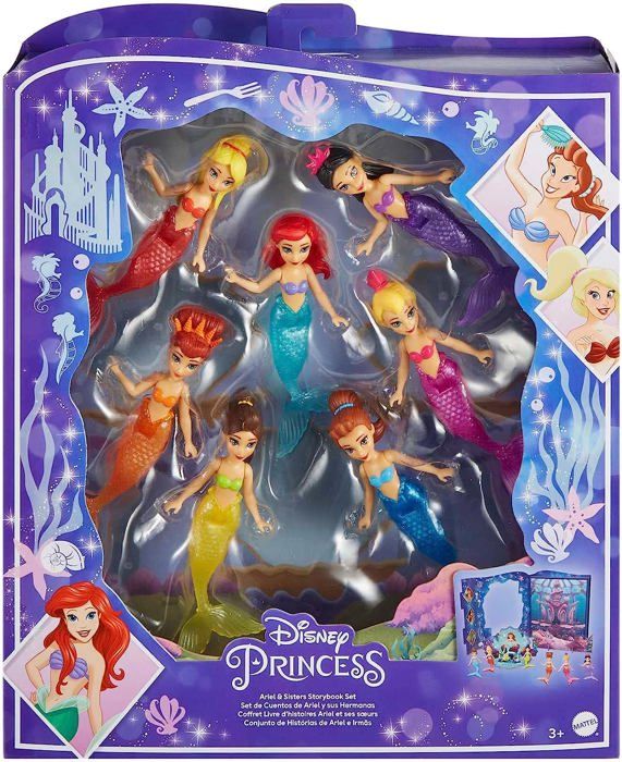 Disney Princesses Coffret Livre d'Histoires Ariel et Ses sœurs, avec 7  Mini-poupées sirènes, Figurines et Accessoires, Jouet Enfant - Cdiscount