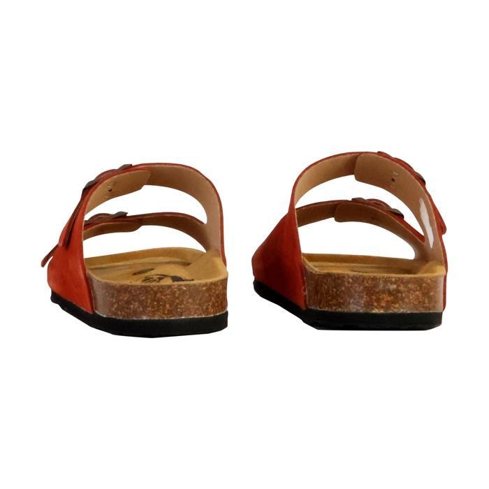 Mules Beta Plakton Femme Rouge Foncé Bordeaux - Cuir Confortable Avec Boucles