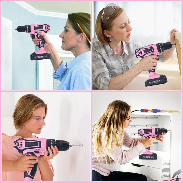 VISSEUSE - DEVISSEUSE-Jaune Perceuse Visseuse Sans Fil, 34 Pcs