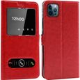 Coque pour iPhone 12, Housse Etui pour iPhone 12 / iPhone 12 Pro (6.1") Protection double FENETRES - Rouge-0