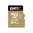 Carte mémoire MicroSDXC 64Go EMTEC + adaptateur CL10 Gold+ UHS-I 85MB/s-0