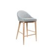 Miliboo Tabouret De Bar Design En Tissu Gris Et Bois Clair 65 Cm Dalia