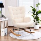 KILISKY Fauteuil à bascule,rocking chair avec accoudoirs,Pieds en bois massif,Pour le salon, chambre,peluche d'agneau,beiges