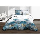 LE LINGE DE JULES Housse de couette 220x240 + 2 taies - Pur coton 57 fils - Ginko bleu