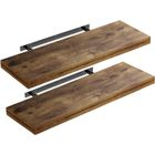CASARIA 2x Étagères Murales Flottantes 70 cm Chêne Foncé MDF Robuste Effet Flottant étagère Bois Rangement décoration